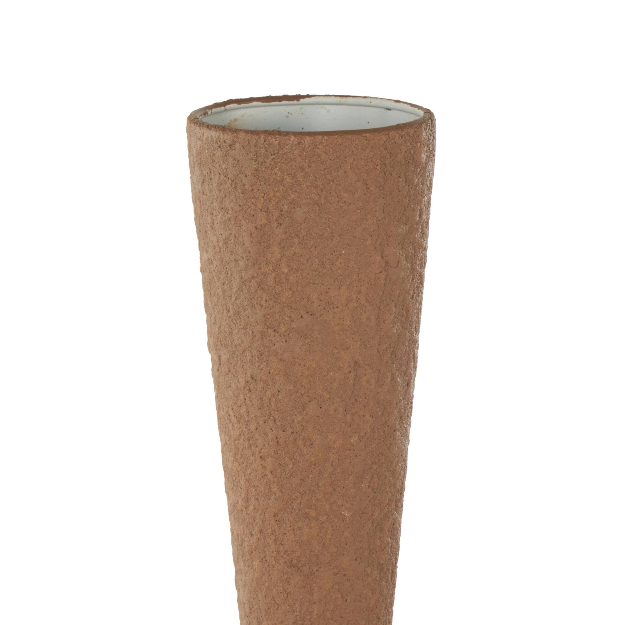 26.5" Brown Art Deco Fluted Metal Vase